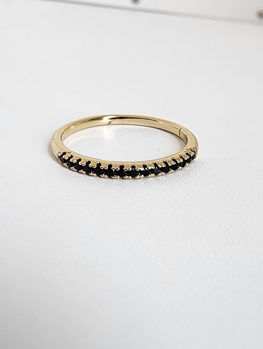 Gold Plated Black CZ Eternity Stacking Ring Minimalist Band Size 8
